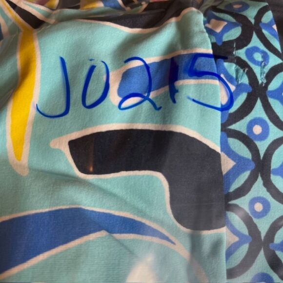 Anne Cole Estilo Strapless Blouson One Piece Swimsuit Blue Tropical Print Size 8 - Picture 13 of 13